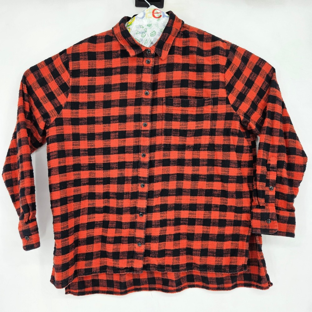 Madewell Shirt Womens Large Check Flannel Oversized Button Up Long Sleeve